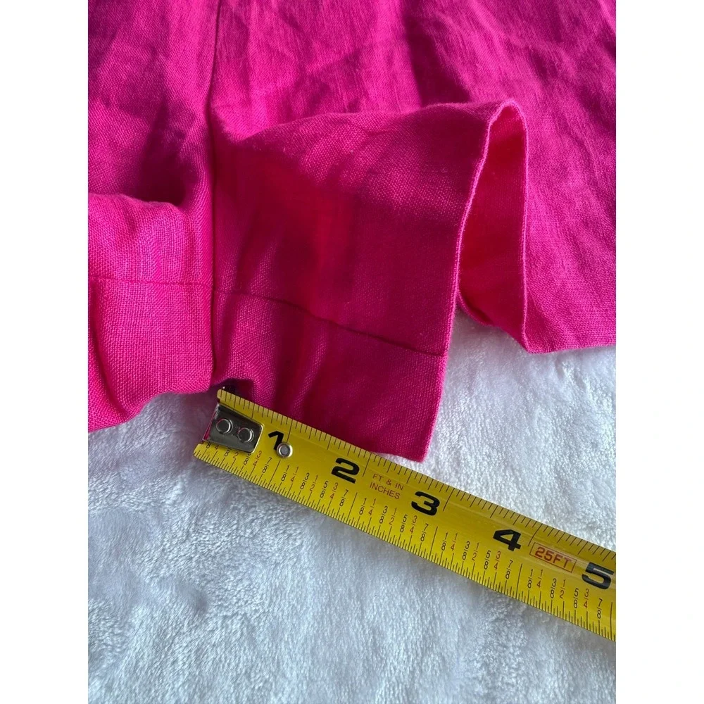 Mango MNG Pink Linen Ruffle‎ Romper S Tropical Vacation Barbiecore Boho Romantic